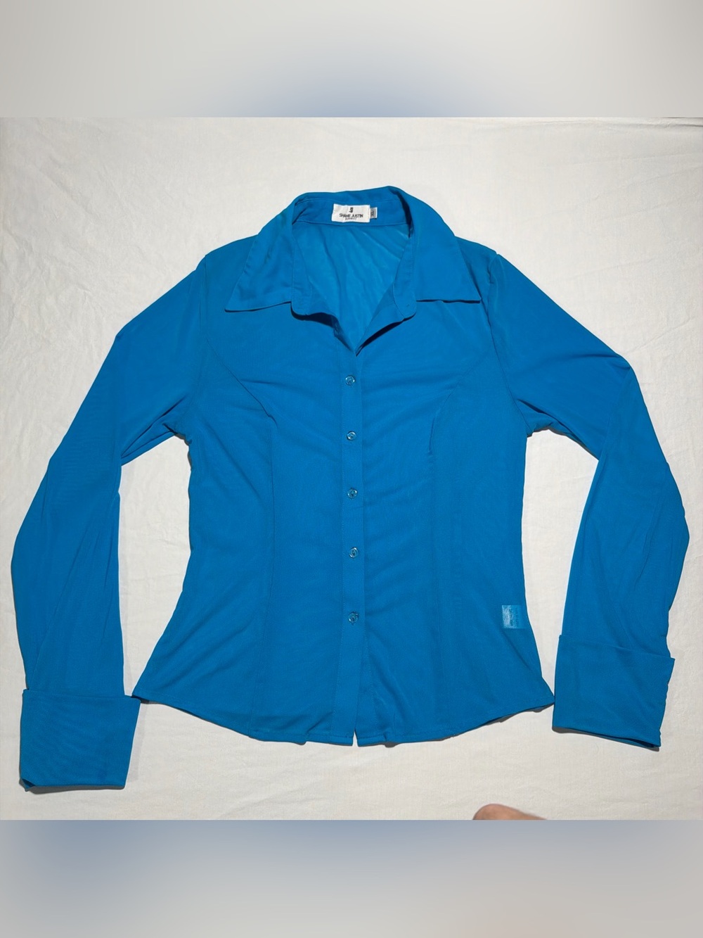 Women's Teal Button-Down Shirt by Elle